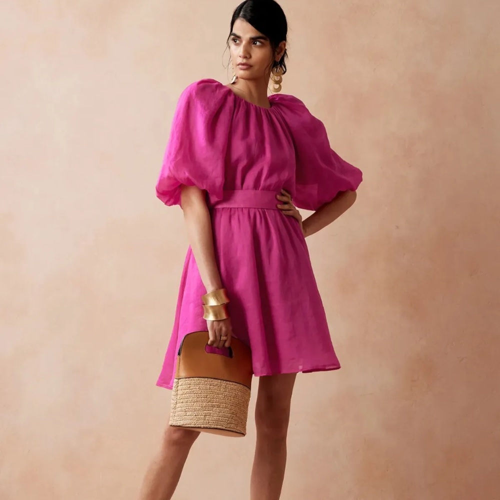 Banana Republic ramie open back dress